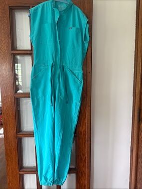 Figs Teal Utility Jumpsuit with Drawstring Waist